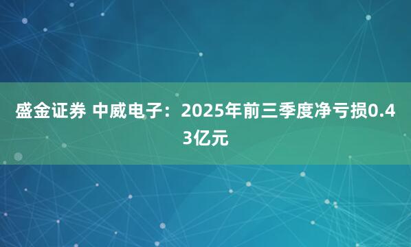 盛金证券 中威电子：2025年前三季度净亏损0.43亿元